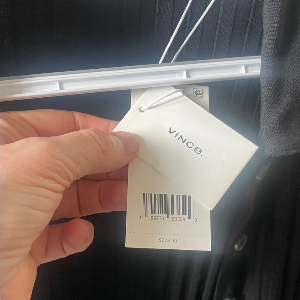 Vince Black Pleated Button-Down Cardigan - Picture 4 of 9